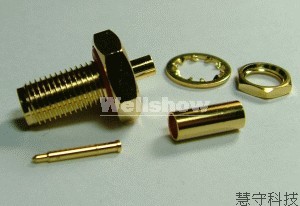 SMA Female Bulkhead Waterproof Connector Crimp Type 